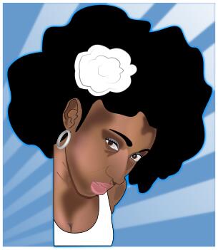 Vector clip art of black woman with an Afro hairstyle