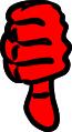 Vector image of strong red hand thumbs down