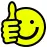 Vector drawing of thumbs/up smiley face