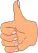 Vector illustration of thumbs up old lady hand