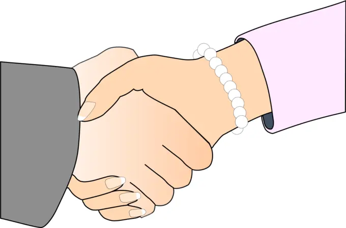 Man and woman handshake vector illustration