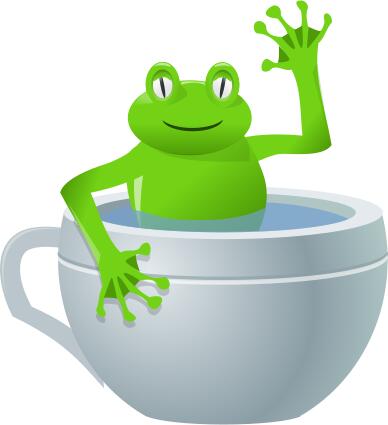 Vector drawing of frog in a tea cup