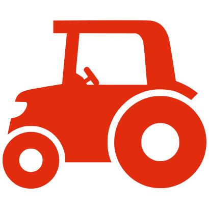 Red silhouette vector image of a tractor