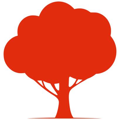 Red silhouette vector graphics of a tree