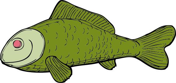 Ugly green fish side vector illustration