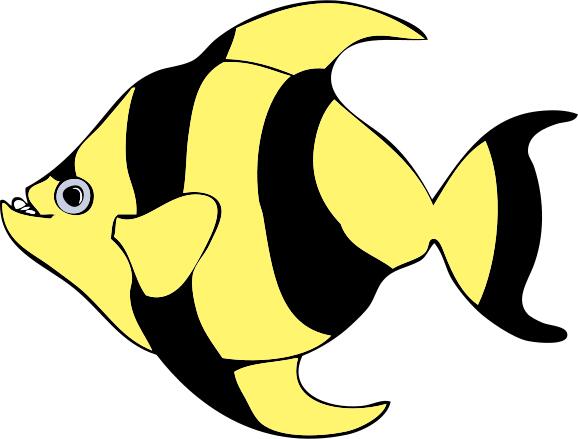 Yellow and black striped fish vector drawing