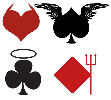 Playing card signs angelic and devilish vector illustration