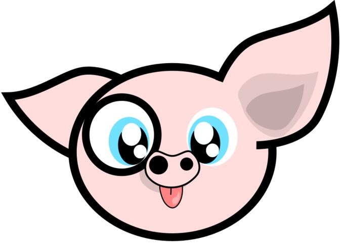 Vector illustration of pig with a monocle in its right eye