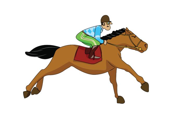 Vector graphics of horse rider on a race