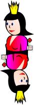 Double Queen of Hearts cartoon vector drawing
