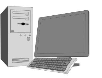 Grayscale desktop computer configuration vector image