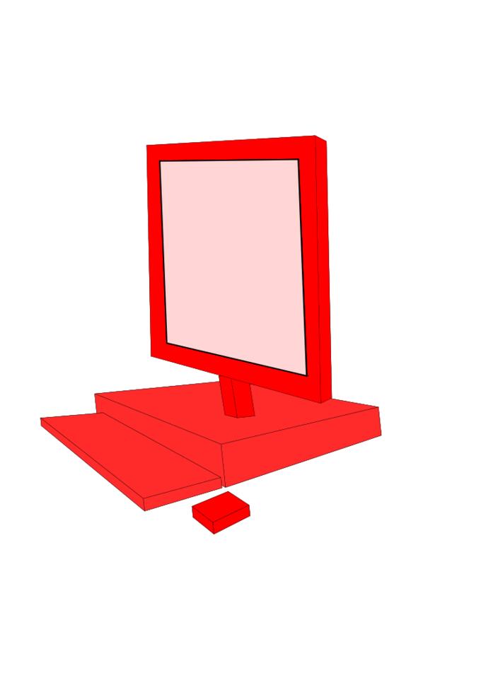 Red desktop computer configuration vector clip art
