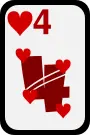 Four of Hearts funky playing card vector clip art