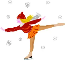 Vector clip art of ice skating girl in skirt