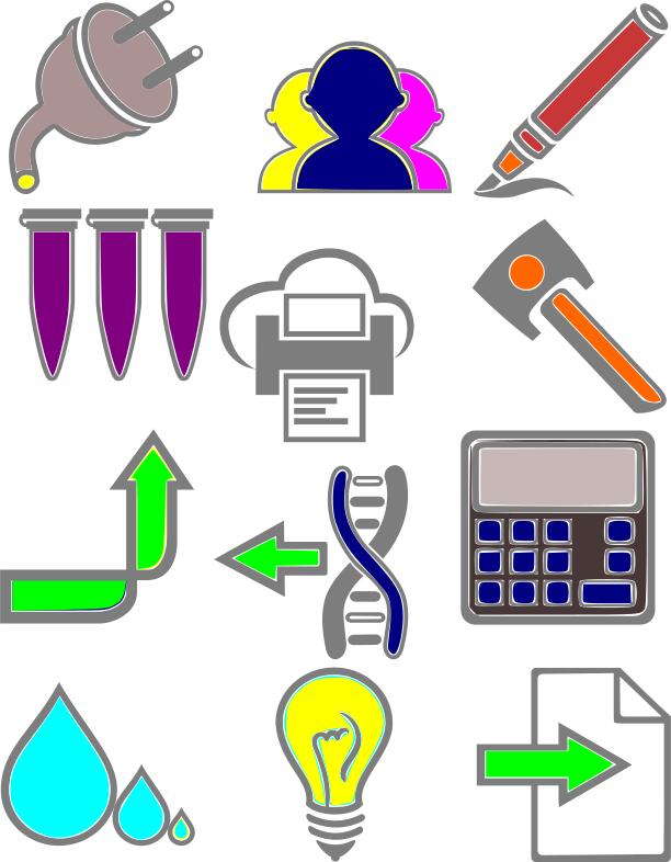 Vector drawing of various signs icons set
