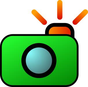 Colorful camera and photos icon vector illustration