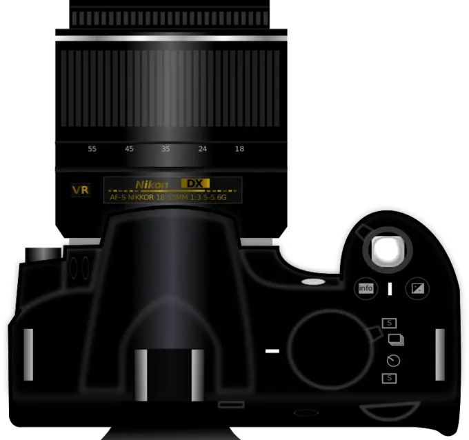 Digital camera Nikon D3100 top view vector clip art