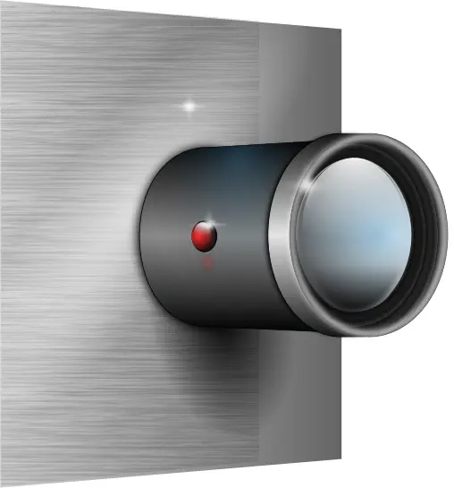 Camera lens attachment on wall vector image