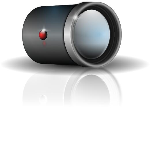 Camera lens attachment with shadow vector clip art