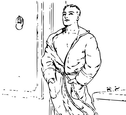 Vector graphics of man in bathrobe
