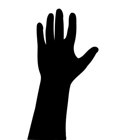Vector drawing of outline of a raised hand