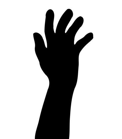 Vector illustration of old man's arm stretched up silhouette