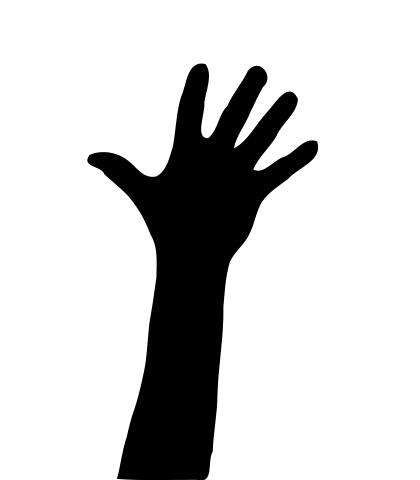 Vector clip art of raised hand silhouette