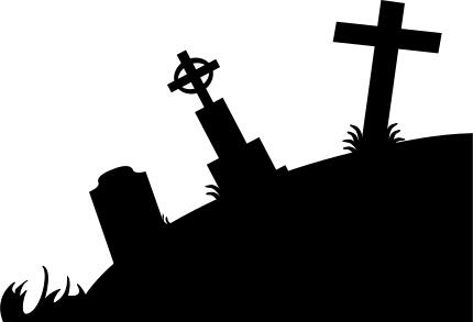 Silhouette vector drawing of graveyard