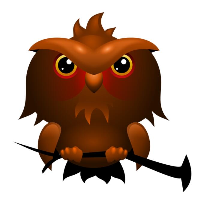 Big headed brown owl vector clip art