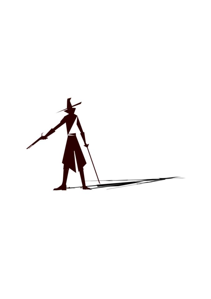 Witch hunter silhouette with shadow vector clip art