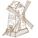 Vector illustration of role play game map icon for a windmill