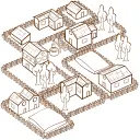 Vector image of role play game map icon for a village