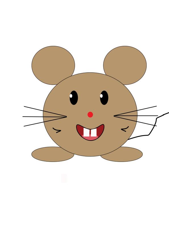 Vector illustration of smiling brown cartoon mouse