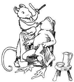 Vector illustration of a mouse shaving a frog