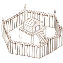 Vector graphics of role play game map icon for a wooden fort