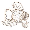 Vector illustration of role play game map icon for a caravan wreck