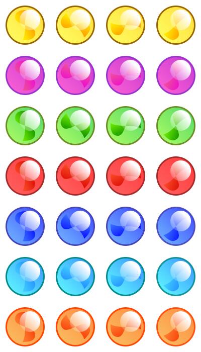 7x5 shiny colored marbles vector graphics