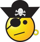 Vector clip art of pirate smiley with a hat
