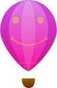 Vertical pink stripes hot air balloon vector clip art