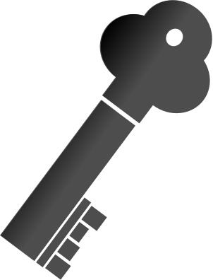 Vector illustration of thick metal door key