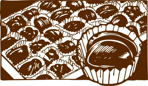 Vector image of box of muffins with one enlarged