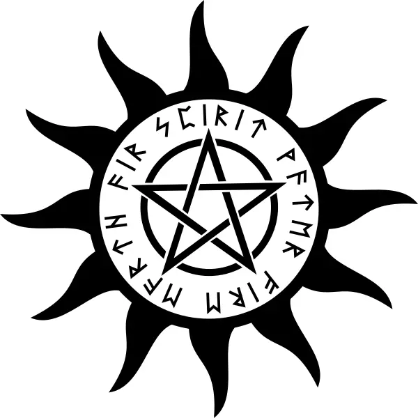 Vector graphics of pentagram inside Sun symbo