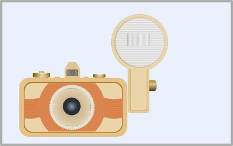Vector illustration of vintage camera with old flash