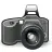 Photo camera with flash grayscale vector image