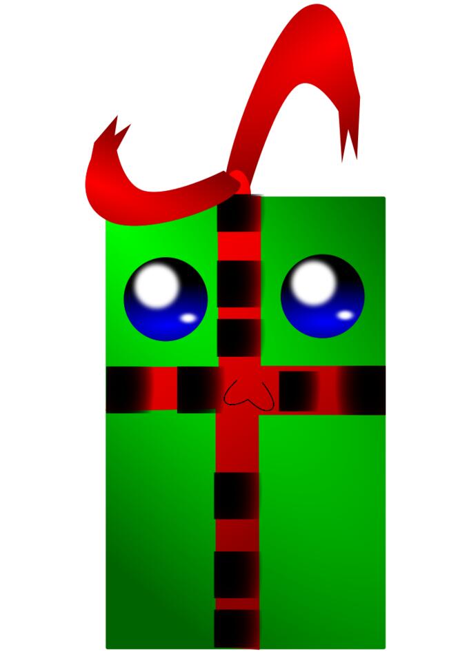 Vector drawing of human face like green gift box