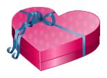 Valentines Day pink gift box with blue ribbon vector clip art