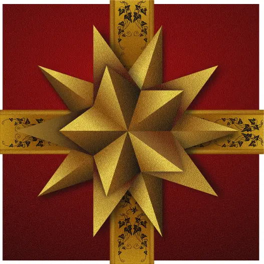Christmas gift box with decorative golden star vector clip art
