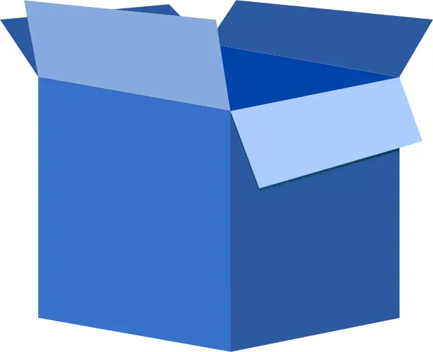 Vector illustration of blue cardboard box open