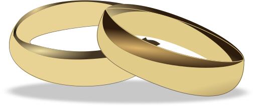 Gold wedding rings vector clip art