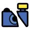 Vector graphics of broken photo camera drawn icon